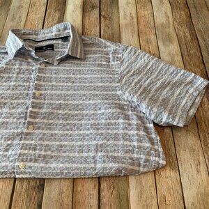 Hart Schaffner Marx stripe button down camp shirt